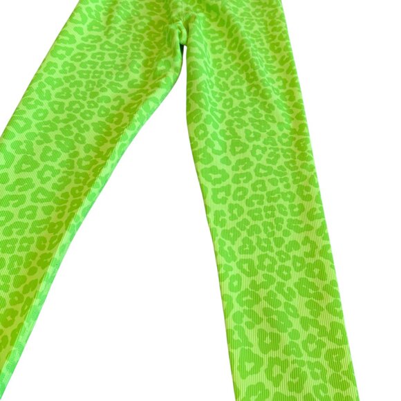 Beach Riot Sport Ayla Neon Green Animal Print Leggings Cheetah Workout Sz Small - Picture 10 of 11